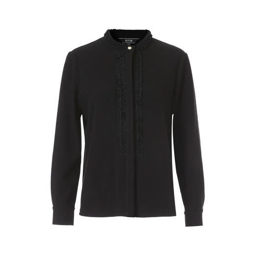 EITIE爱特爱复古花边气质立领纯色直筒显瘦衬衫上衣秋冬新款衬衣D2509903 商品图11