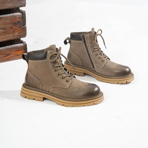 西村名物2025年冬季新款舒适厚底防滑绒毛内里保暖系带马丁靴休闲男靴X15DU49831 商品图3