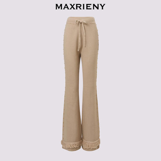 【冬日逸境-商场同款】MAXRIENY精致日常钉珠流苏装饰针织微喇裤(货号:MC85PA762) 商品图4