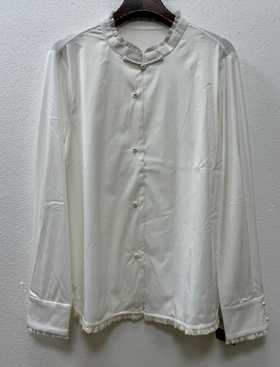 下架|盛唐婧 | 新中式小立领珍珠扣白衬衫