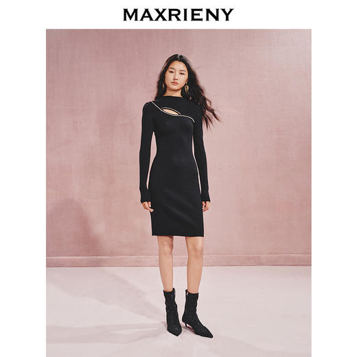 玛克门店发货：MAXRIENY收腰X型精致奢链连衣裙(货号:MC85DR541) 商品图1