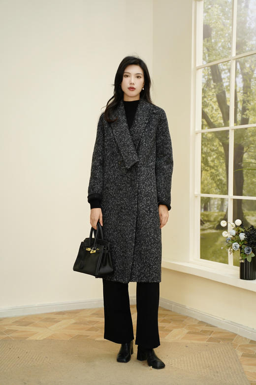 臣禾	【雪花大衣】夹花灰两用领毛呢外套	JZ254080781 商品图4