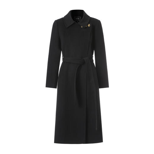 EITIE爱特爱气质英伦翻领收腰显瘦黑色羊毛呢子大衣秋冬新款D2514907大衣 商品图5