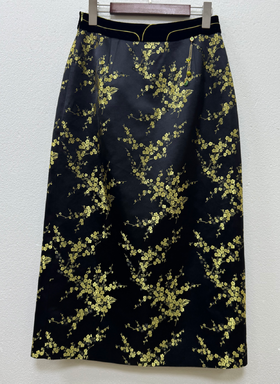 下架|盛唐婧 | 金昭梅竹轻奢时尚新中式老缎修身半裙