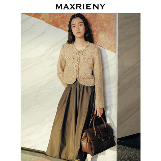 【商场同款】MAXRIENY高腰显瘦半身裙24冬新款垂感伞裙长裙高级感(货号:MC85SK567) 商品图1