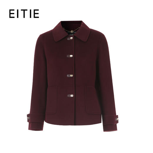 EITIE爱特爱温暖舒适门襟处配色浅金皮袢精致耐看短款毛呢大衣8414122 商品图0