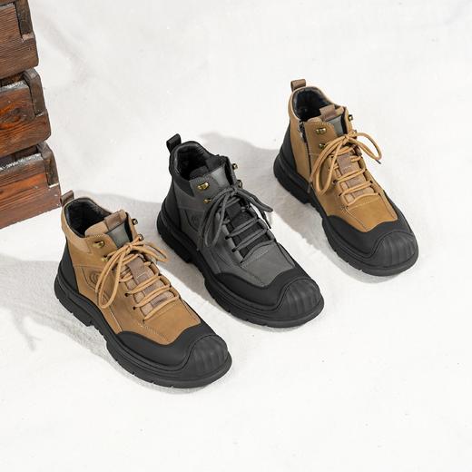 西村名物2025年冬季新款舒适厚底防滑保暖绒里系带休闲男鞋T15DU49751 商品图0