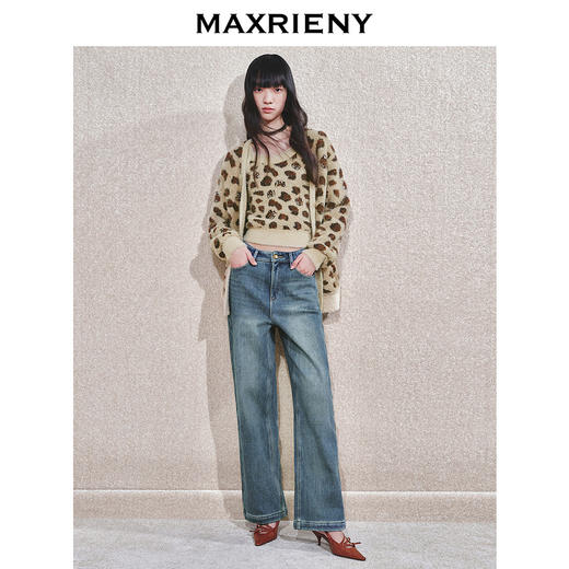 【冬日逸境-商场同款】MAXRIENY钉珠豹纹复古开衫外套女24冬新款(货号:MC85JA793) 商品图3
