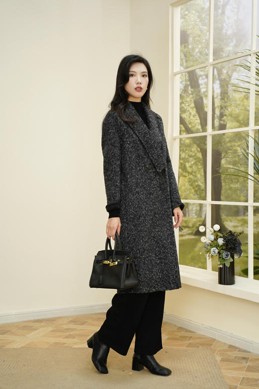 臣禾	【雪花大衣】夹花灰两用领毛呢外套	JZ254080781 商品图5