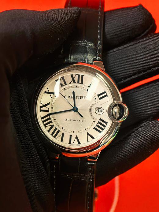 CARTIER卡地亚 蓝气球系列 自动机械机芯 日期显示 日历 男表 瑞表 42mm 银色表盘 精钢表壳 鳄鱼皮表带 商品图5