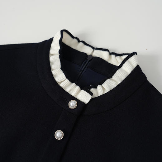 EITIE爱特爱假两件设计撞色拼接木耳边精致优雅连衣裙8407110 商品图3