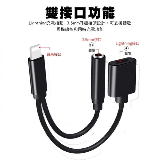苹果Lighting转3.5mm音频线/Lighting 充电听歌二合一转接头 银灰色 商品图3