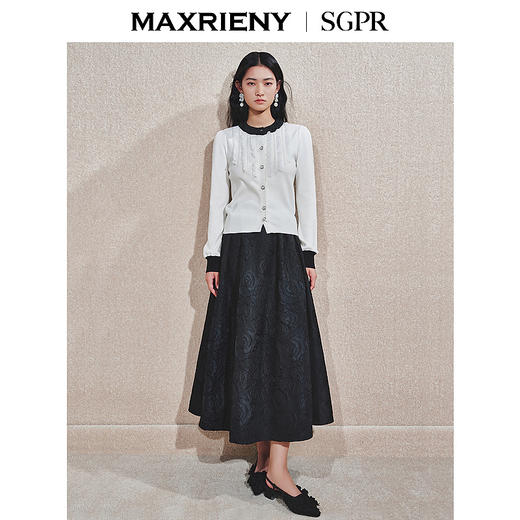 【商场同款】MAXRIENY精致浪漫感提花半裙24冬新款收腰伞摆长裙(货号:MS85SK756) 商品图2
