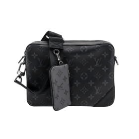 LOUIS VUITTON Trio 经典老花满印三合一 涂层帆布拼牛皮 邮差包手拿包单肩斜挎包 男款 灰色