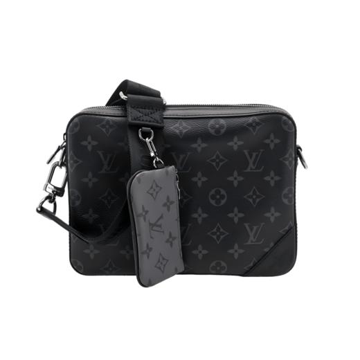 LOUIS VUITTON Trio 经典老花满印三合一 涂层帆布拼牛皮 邮差包手拿包单肩斜挎包 男款 灰色 商品图0