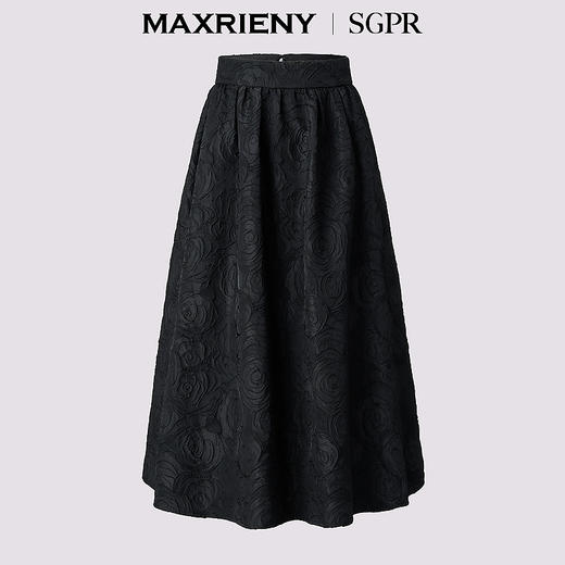 【商场同款】MAXRIENY精致浪漫感提花半裙24冬新款收腰伞摆长裙(货号:MS85SK756) 商品图0