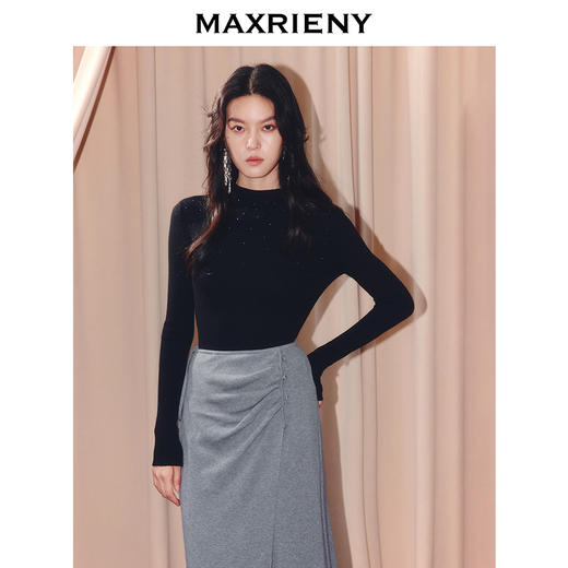 MAXRIENY极简主义穿搭套头毛针织衫25冬款亲肤软糯肌理感长袖上衣(货号:MF86SW503) 商品图2