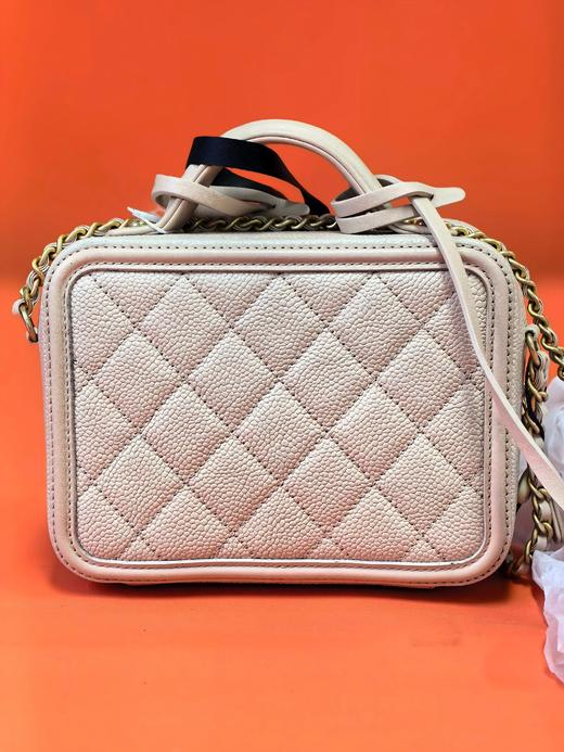 Chanel/香奈儿vanity case荔枝纹牛皮 肉桂粉 小号 有身份卡 商品图2