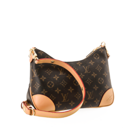 LOUIS VUITTON BOULOGNE 手袋 经典老花 涂层帆布拼牛皮革饰边 黄牛角 链条包腋下包斜挎单肩包 女款 棕色