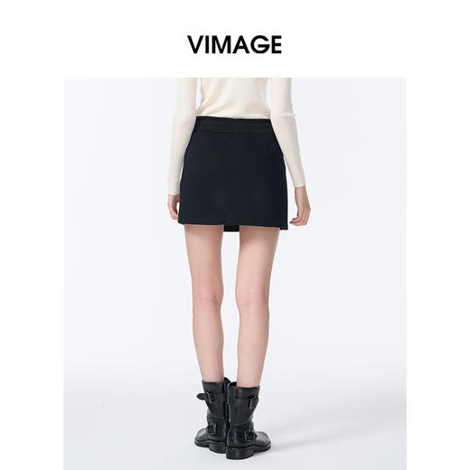VIMAGE纬漫纪时尚抽绳系带松紧腰设计短裙V2406119 商品图4