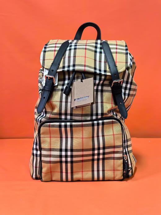 Burberry博柏利 格纹印花 织物 双肩包 女款 黄色 商品图1