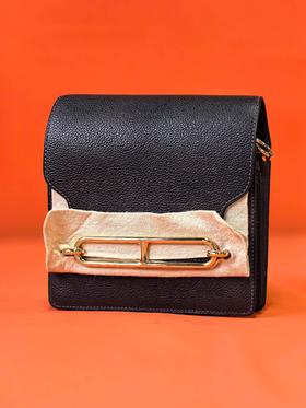 HERMES爱马仕Roulis 金扣 Togo牛皮 单肩斜挎包 迷你 女款 乌木色 Y刻