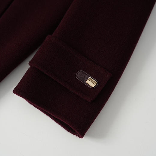 EITIE爱特爱温暖舒适门襟处配色浅金皮袢精致耐看长款毛呢大衣8414121 商品图3