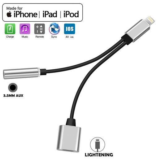 苹果Lighting转3.5mm音频线/Lighting 充电听歌二合一转接头 银灰色 商品图1