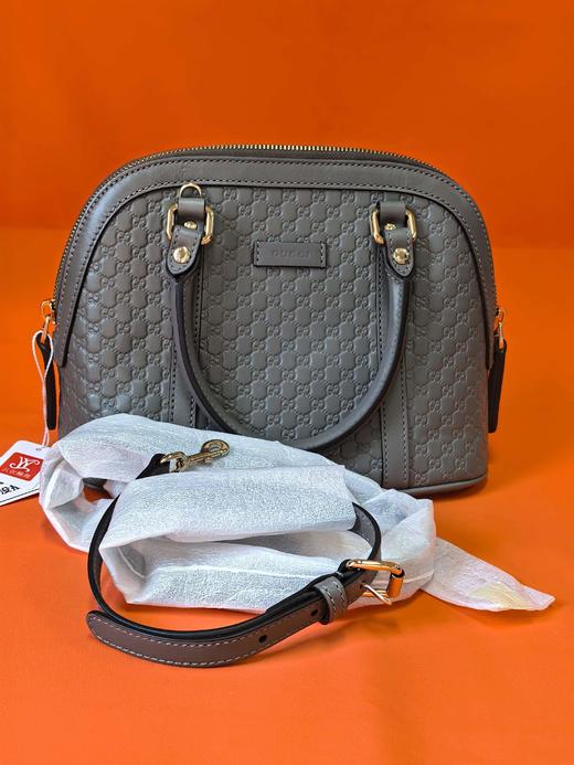 GUCCI古驰 老花Logo压纹 牛皮 贝壳包手提斜挎单肩包 小号 女款 灰色 #经典推荐# 商品图2