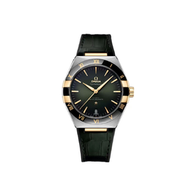 OMEGA欧米茄 星座系列星座腕表 自动机械机芯 50米防水 男表 瑞表 41mm 绿色表盘 精钢黄金表壳 皮革表带