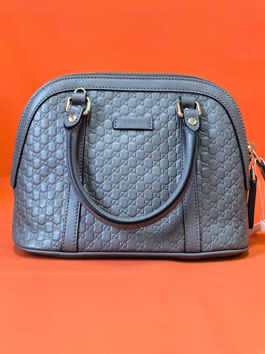 GUCCI古驰 老花Logo压纹 牛皮 贝壳包手提斜挎单肩包 小号 女款 灰色 #经典推荐# 商品图1
