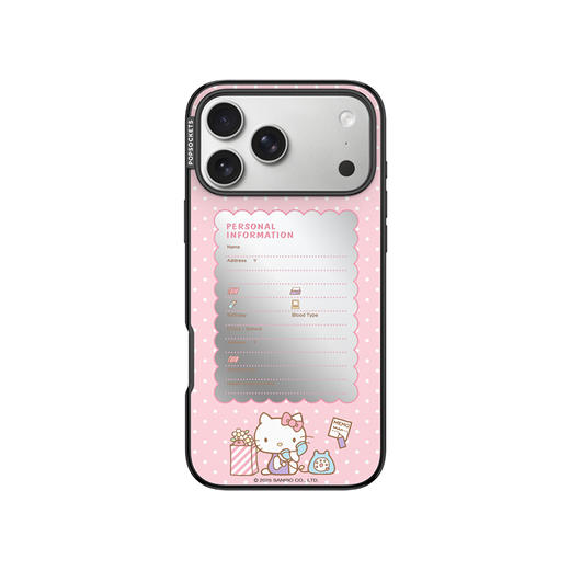 【白日梦手账本】可爱同学录 泡泡骚 x Hello Kitty合作系列 POPCASE手机壳 MagSafe Popcase磁吸款 镜面壳 粉色 波点 iPhone17/16/15/14/13 商品图2