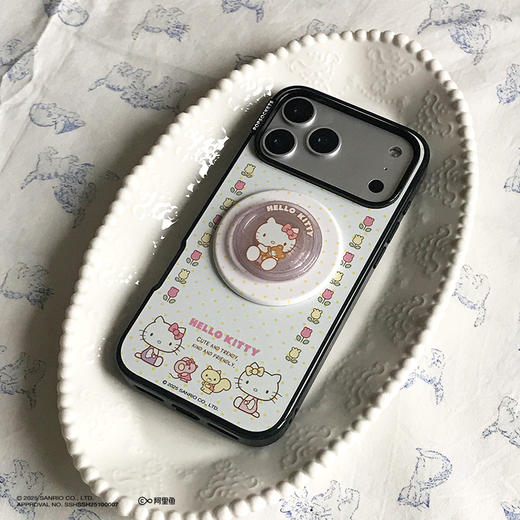 【白日梦手账本】郁金香小花园 泡泡骚 x Hello Kitty合作系列 POPCASE手机壳 MagSafe Popcase磁吸款 白色 波点 拼贴 iPhone17/16/15/14/13 商品图1