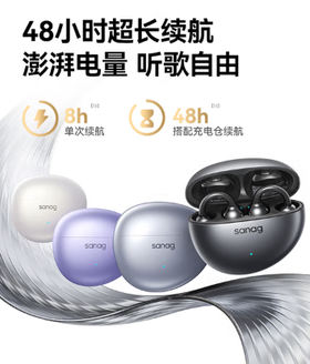 SANAG塞那S7S  AI开放式无线不入耳降噪会议纪要蓝牙耳机