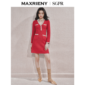 MAXRIENY【商场同款】精致贵雅感连衣裙2024秋冬新款千金小香裙子(货号:MS85DR511)