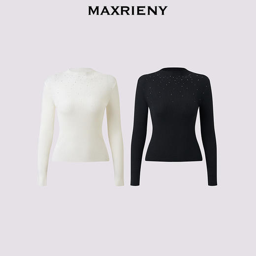 MAXRIENY极简主义穿搭套头毛针织衫25冬款亲肤软糯肌理感长袖上衣(货号:MF86SW503) 商品图4