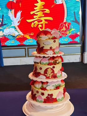 【三层祝寿蛋糕 006】祝寿蛋糕公仔可以换-鲜果奶油蛋糕