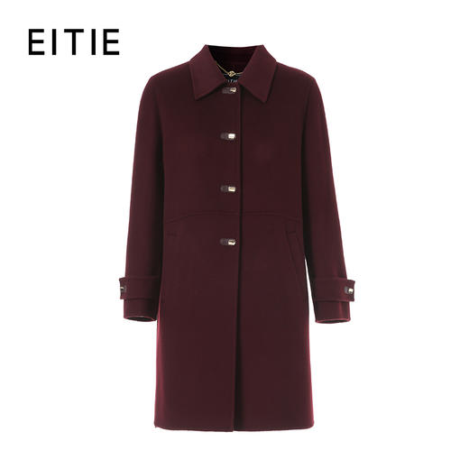 EITIE爱特爱温暖舒适门襟处配色浅金皮袢精致耐看长款毛呢大衣8414121 商品图0