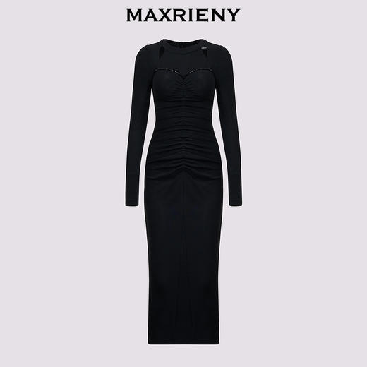 【冬日逸境-商场同款】MAXRIENY水晶织带浪漫精致连衣裙小黑裙(货号:MC85DR788) 商品图4