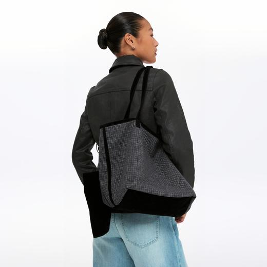 oneup羊毛格子双面背托特包 商品图1