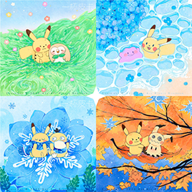 kox豪烁郎丨皮卡丘的四季方卡套装