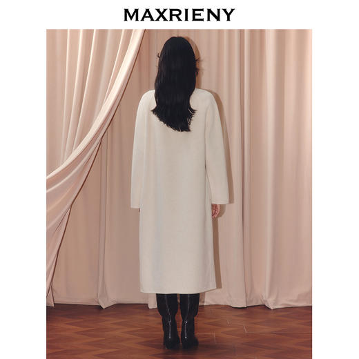 MAXRIENY【商场同款】2025冬粗毛呢外套女时尚米色双面轻奢长款大衣(货号:MF86CT503) 商品图3