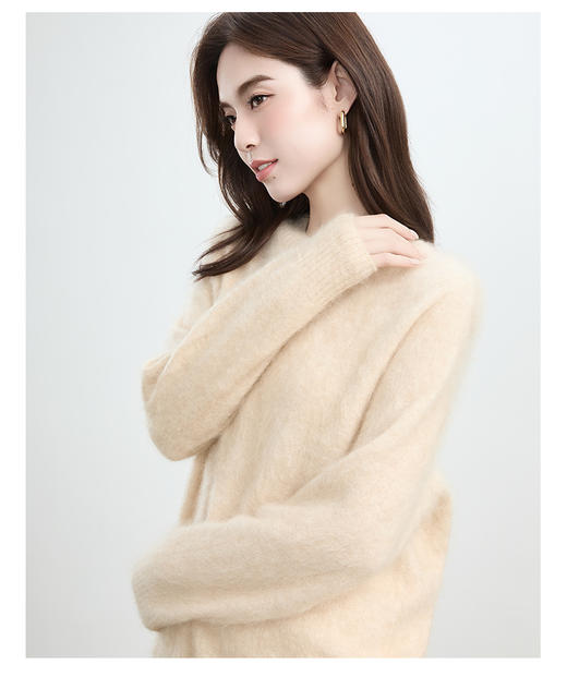 VogoPetite	拉绒长绒一体成型圆领100%山羊绒衫	BP141E1208 商品图8
