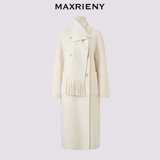 MAXRIENY【商场同款】2025冬粗毛呢外套女时尚米色双面轻奢长款大衣(货号:MF86CT503) 商品图4