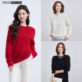VogoPetite	拉绒长绒一体成型圆领100%山羊绒衫	BP141E1208