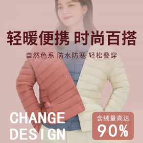 【女款轻薄羽绒服】90%含绒  轻暖便携 防水防寒 时尚叠穿羽绒服