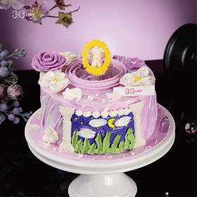 紫罗兰秘境·蓝莓可可鲜果裱花蛋糕，可选1/1.5/2.5/3.5/6磅