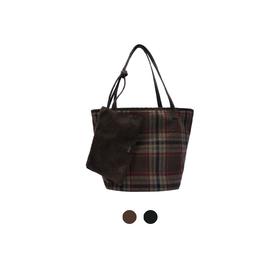 oneup羊毛格子双面背托特包