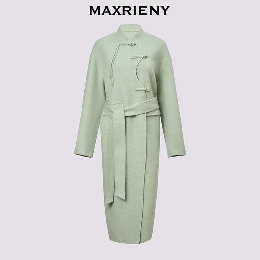 【商场同款】MAXRIENY豆绿流苏盘扣羊毛大衣女24冬保暖外套中长款(货号:MC85CT510) 商品图4