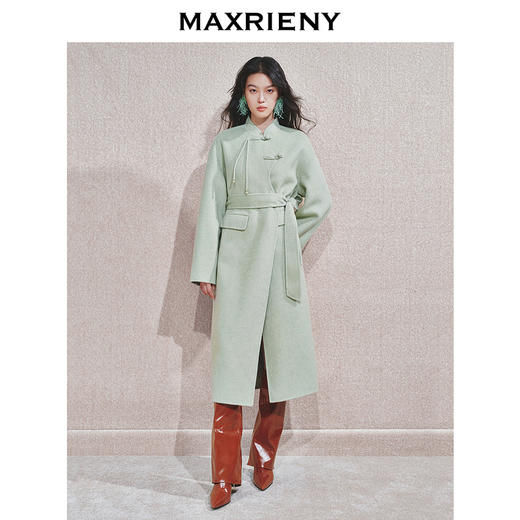 【商场同款】MAXRIENY豆绿流苏盘扣羊毛大衣女24冬保暖外套中长款(货号:MC85CT510) 商品图2